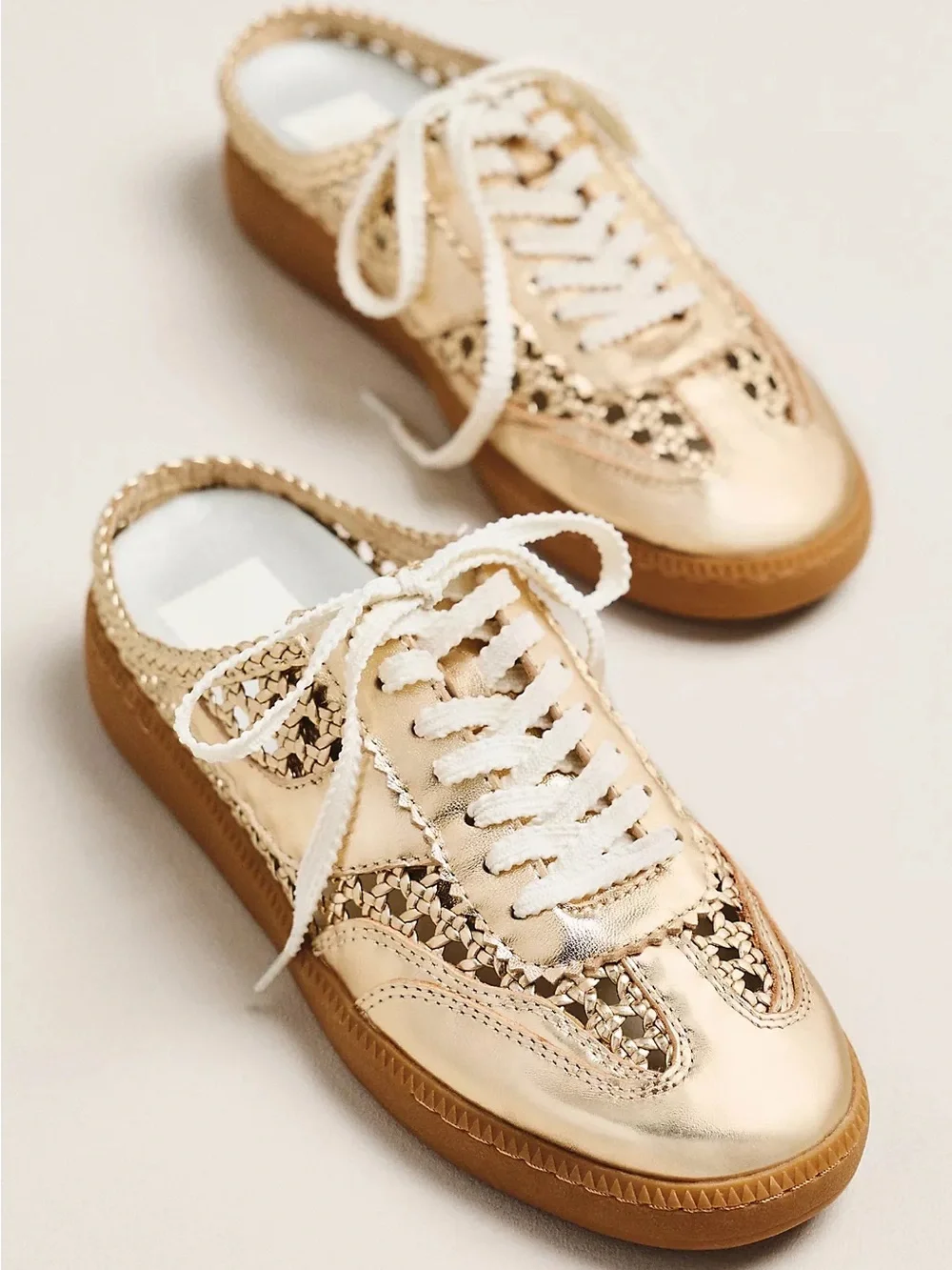 Dolce Vita Notice Slide Woven Stella Gold Metallic Mule Sneakers NWOT Size 10